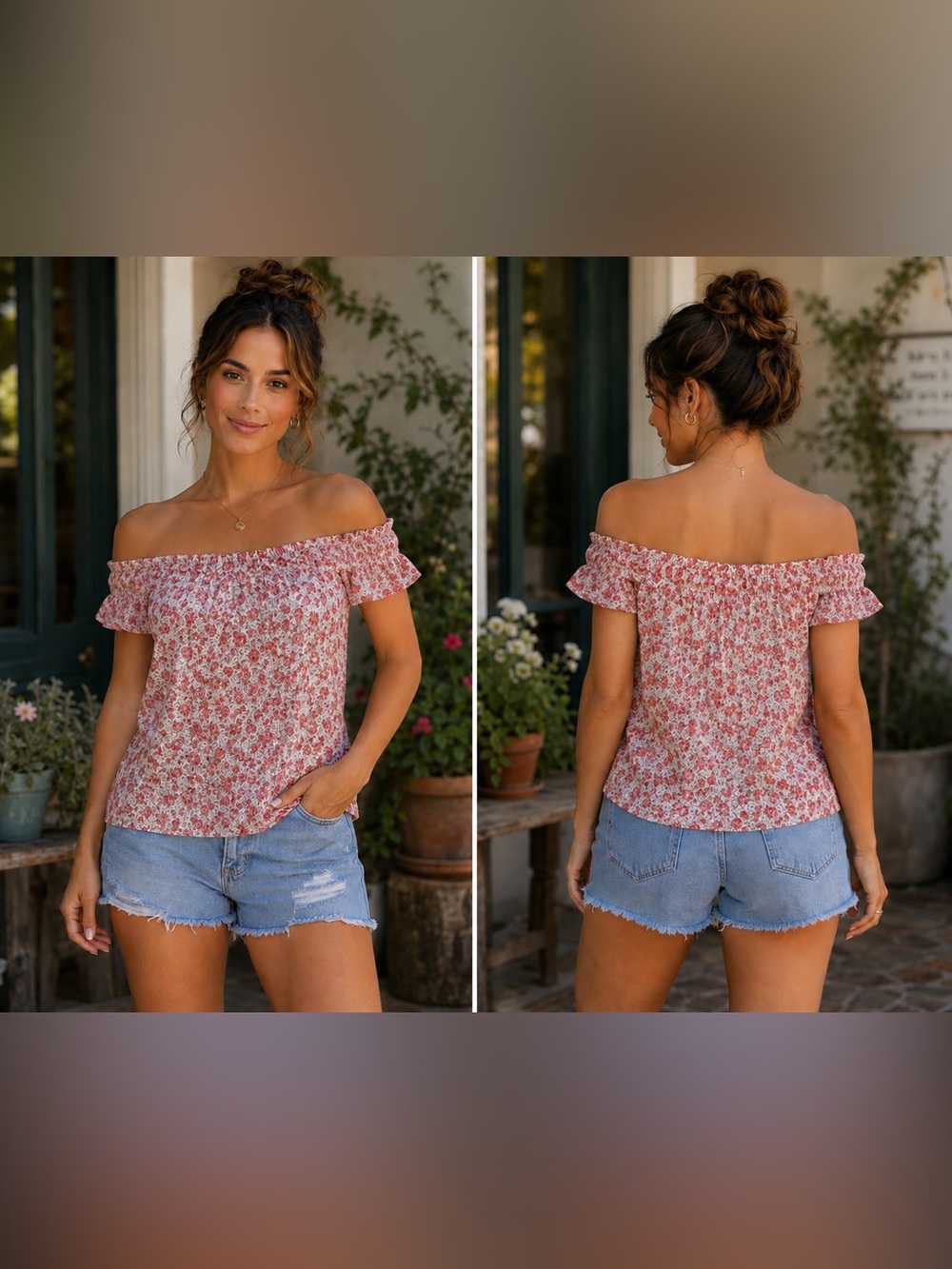 Michael Michael Kors Pink Floral Bohemian Off-Shoulder peasant top. Size XL NWT